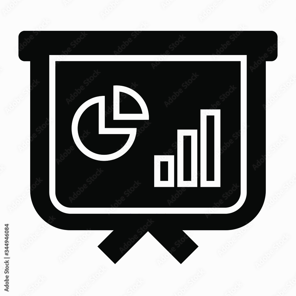 Aufkleber presentation icon. presentation board. monitor with indicators. presentation of a business plan. sum