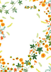 つたと花の飾りイラスト