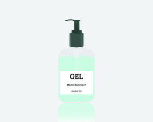 Hand Sanitizer Gel, Light green hand gel, to clean hands and protect from germs, harmful bacteria, and viruses like COVID-19 or Coronavirus.