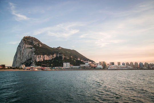 rock of gibraltar over the ocean