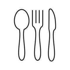 Cutlery icon in line style. Spoon, forks, knife.  restaurant symbol  vector illustration