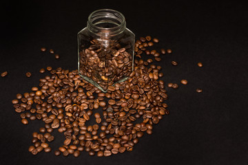 coffee beans in a glass jar