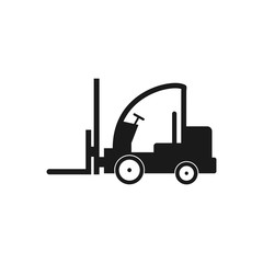 Forklift icon vector,  black isolated on white.