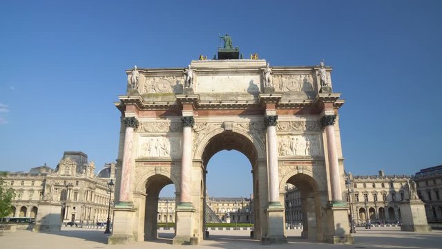 The Arc de Triomphe du Carrousel delineating the Louvre Palace from the Tuileries gardens