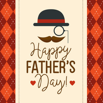 happy fathers day card with hipster accessories decoration vector illustration design