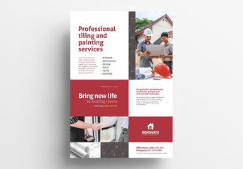 Construction Themed Flyer Layout for Handyman Contractor Services