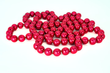 Pearl necklace isolate on a white background close-up.