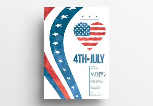 July 4th Flyer Layout with Stars and Stripes