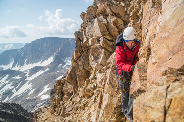 climber on the top of mountain in Montana