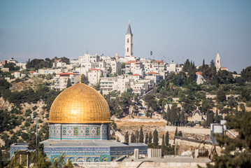 dome of the rock and view of jerusalem israel