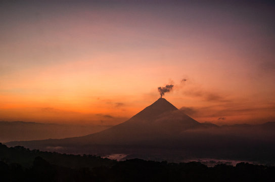 arenal volcano at sunrise, Costa Rica, Central America