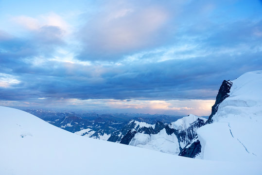 Scenic view of Mensu Glacier in Altai Mountains, Russian Federation
