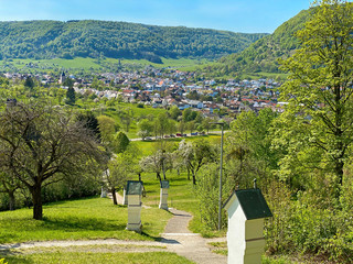 Ausschicht auf Deggingen vom Kloster Ave Maria - Schwäbische Alb, Landkreis Göppingen