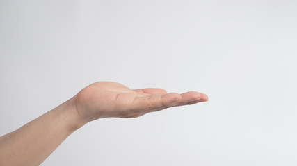 empty hand on white background.