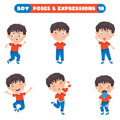 Poses And Expressions Of A Funny Boy