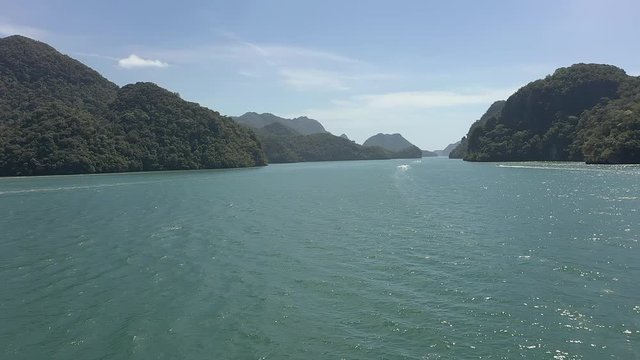 
Langkawi Malaysia beautiful flight on a drone. Sea, mountains, jungle, trees, lakes, many small islands, lake, drone video.