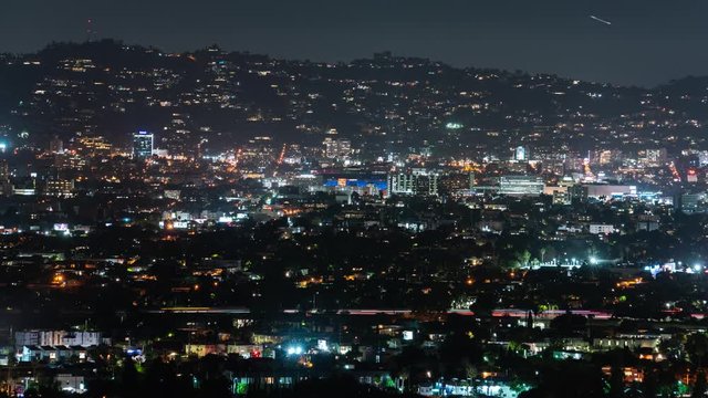 Los Angeles Sunset Strip And West Hollywood Night Time Lapse Pan Right