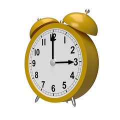 Abstract alarm clock on white background. 3D rendering