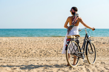 girl, bike and ocesn