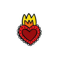 sacred heart doodle icon, vector illustration