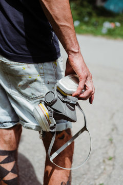 Graffiti artist painting