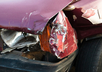 Damaged car after the accident