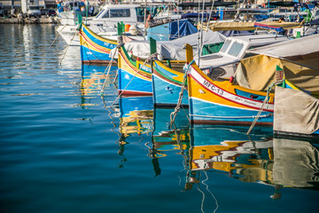 colorful fishing boats in the harbor