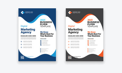 Template vector design for Brochure, Annual Report, Magazine, Poster, Corporate Presentation, Portfolio, Flyer, infographic, layout modern with blue color size A4, Front and back, Easy to use.