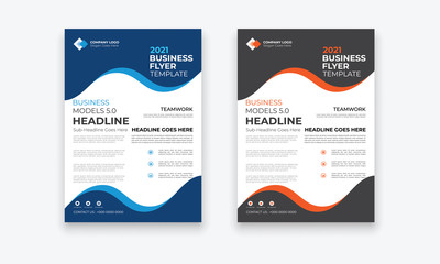 Template vector design for Brochure, Annual Report, Magazine, Poster, Corporate Presentation, Portfolio, Flyer, infographic, layout modern with blue color size A4, Front and back, Easy to use.
