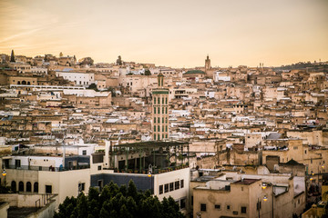 Fototapeta na wymiar panoramic rooftop view of fez morocco