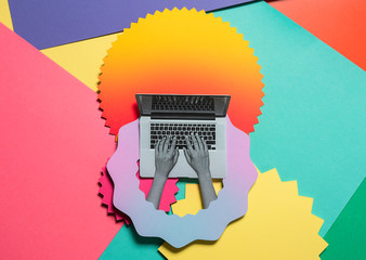 Illustration of man working on laptop