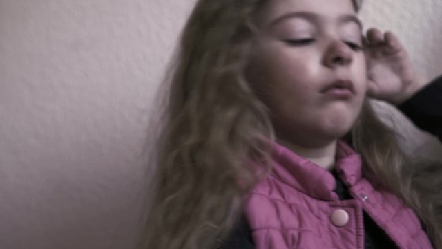 Little girl crying. Tears on face of child. Scared, sad and unhappy face of girl aged 5. Social awareness and children.