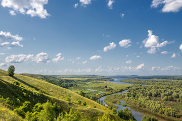 beautiful view of the Vyatka river valley from the high bank