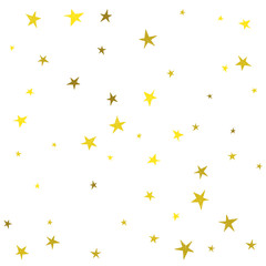 Golden cute hand drawn stars. Abstract vector background with yellow starry.