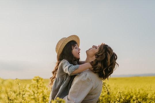 Mother and daughter having fun