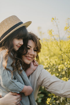 Mother and daughter having fun