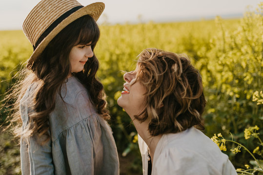 Mother and daughter having fun
