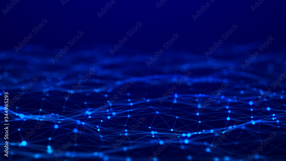 Poster Network connection dots and lines. Technology background. Plexus. Big data background. 3d rendering.