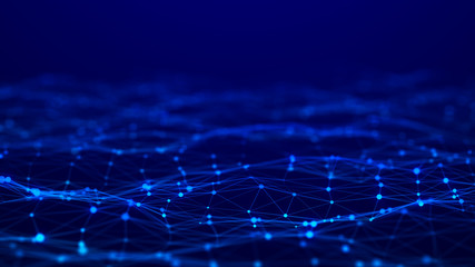Network connection dots and lines. Technology background. Plexus. Big data background. 3d rendering.