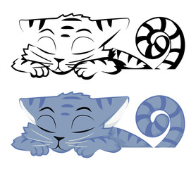 Cat Character Cartoon, Snooze
