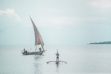 Obraz premium sail boat off the coast of zanzibar tanzania africa
