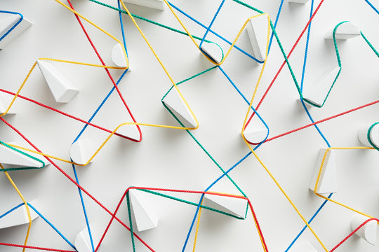 Multicolored threads connected