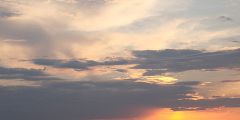 Dramatic sunset sky. Cloudy sky as a background.