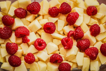 Raspberries and apples