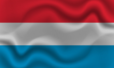 national flag of luxembourg on wavy cotton fabric. Realistic vector illustration.