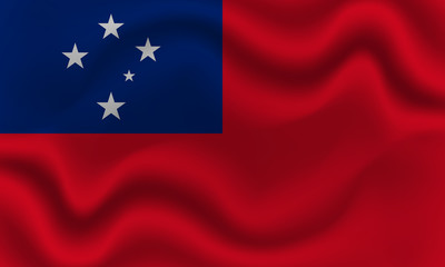 national flag of Samoa on wavy cotton fabric. Realistic vector illustration.