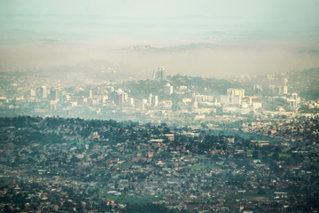 foggy view of kampala uganda in the morning