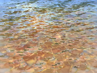 Sunny water with transparent waves watercolor background