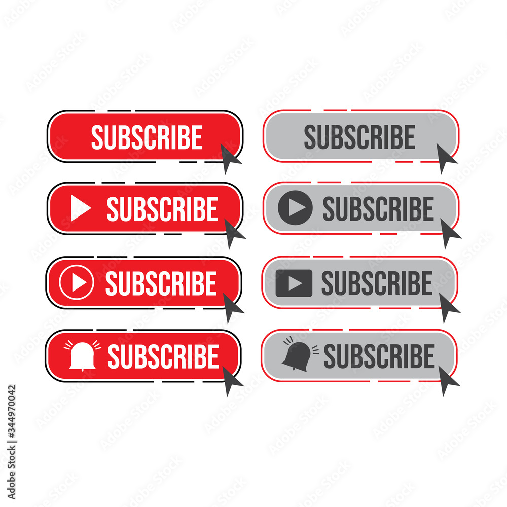 Poster subscribe button and icon flat set for internet business design element