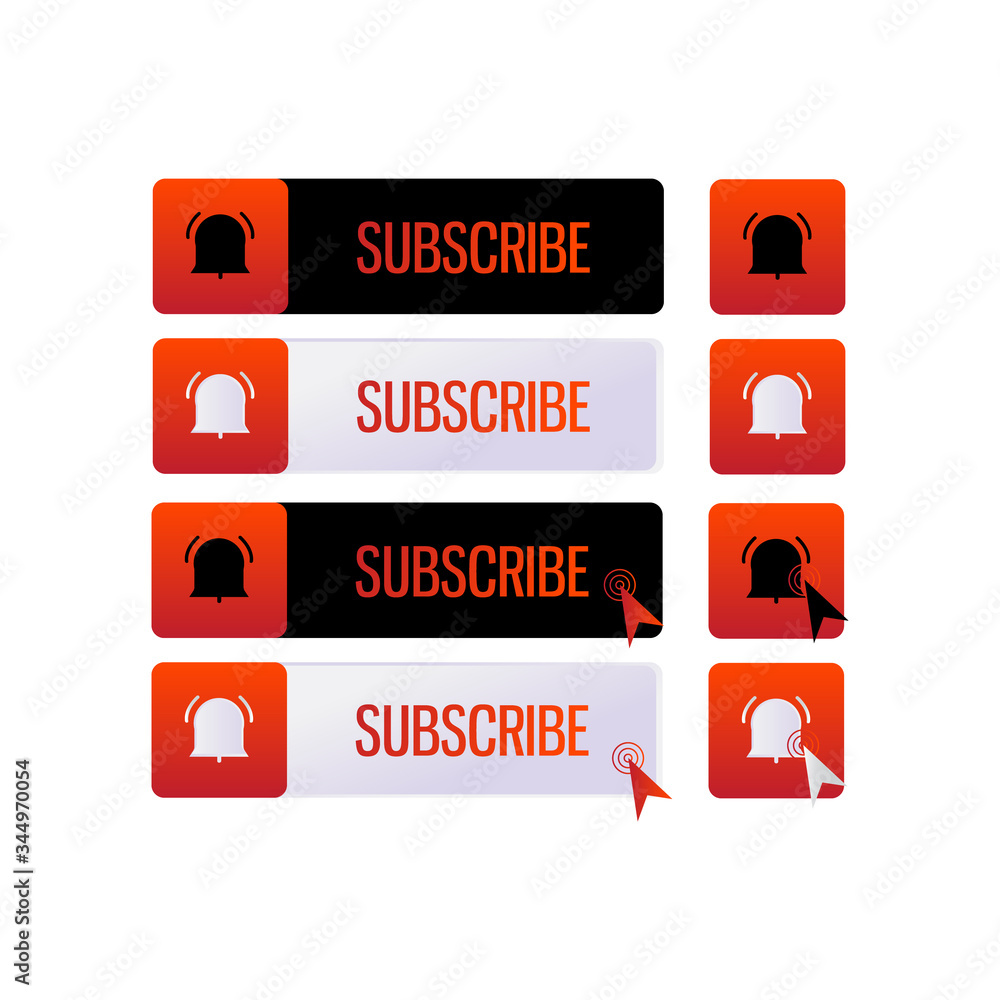 Poster text box and subscribe button and icon set for internet business design element